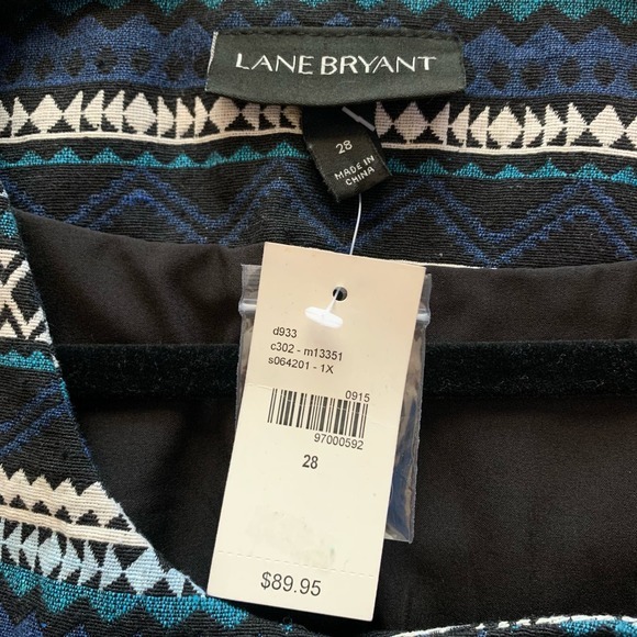 LANE BRYANT Black & Teal Geometric Aztec Stripe Long Sleeve Blazer Jacket-NWT‎ - Picture 13 of 16